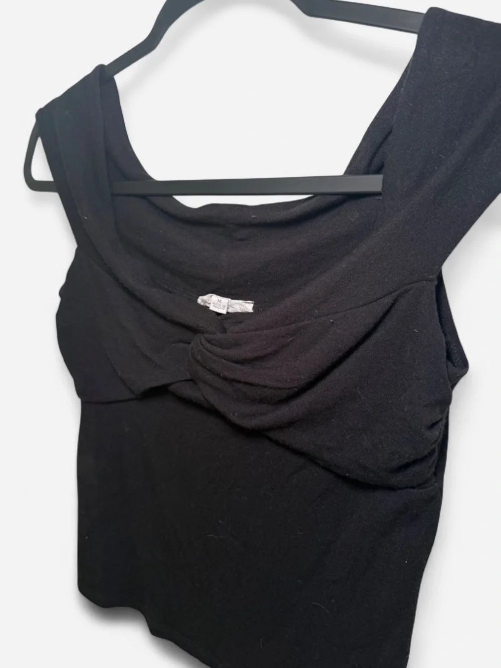 Live in the moment Off the Shoulder Twist-Front Black Top Shirt Size M